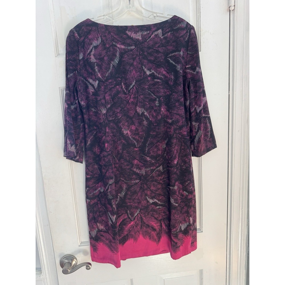 Elie Tahari Abstract Print Shift Dress Size 6 Magenta Pink Black Chic Modern - Picture 3 of 9